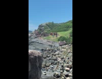 Rock piles on the beach