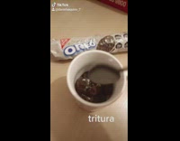 Girl uses oreo to bake cake