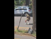 Blond woman dance road face mask 