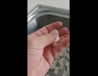 White packing peanuts dissolve squeezed with water