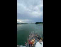 Time lapse large ship boat canal water