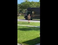 UPS delivery driver middle fingers up FedEX