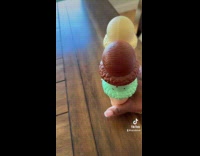 Collab Clips MPUGC - Woman throws toy ice cream on toy bins