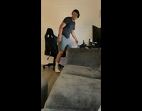 Dad plays loud song and dances with son before bed