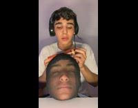 Guy asmr sounds brother head as mic