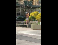 Shirtless Guy Shaves Crotch in Public 