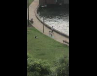 Woman yoga exercise park blue mat