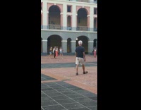 Group of girls dance courtyard no music 