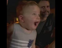 Baby reacts to fireworks with parents