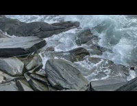 View of ocean waves from cliff 