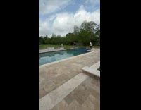 Family retrieving golden egg from pool 