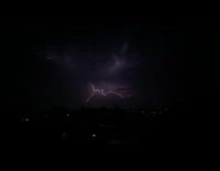 Lightning caught in the dark night sky 