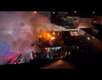 Huge fire breaks out on street building part 2