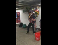 One man band performs at station 