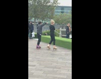 Two teen girls skate shoes dance tiktok