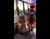 Collab Subway Creatures - pink hat floral shirt dancing inside 7/11