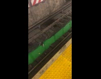 Green liquid leak from pipes in subway