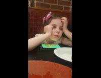 Collab PubityPets - Little girl eats and chew food while asleep on the table