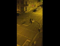 Man lie down on the bed in the middle of the road