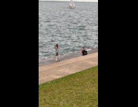 Collab IITW - Woman blue dress umbrella models near beach