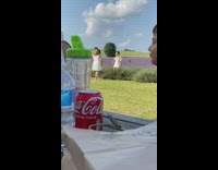 Girl white dress dance lavender field coke