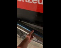 Bar door handle broken inside train station