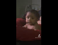 Baby boy drop big head on the bed