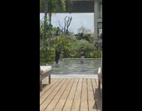 Woman does contemporary dance in pool 