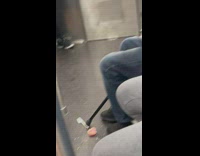 Dentures on the floor of subway train