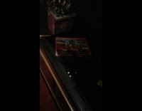 Red postcard record player grey shirt grandpa 