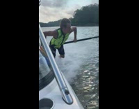 Guy wakeboards without a board 