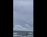 Collab WINY - Plane flies over beach with Jaws advertisement banner 