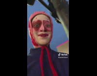 Collab Clips MPUGC2 - Woman wearing face mask hitting crosswalk button