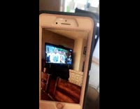 Dad phone tv music video recording dancing