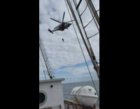 Helicopter sent guy down on a boat training