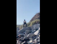 Guy white shirt twerk rocks kids around