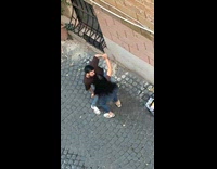 Couple dances for video at the alley