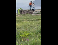 Woman dances on roman ruins 