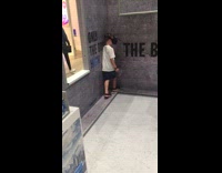 Little boy walks around with VR headset on and falls on the floor 