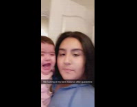 Pink shirt baby girl cries bank balance 