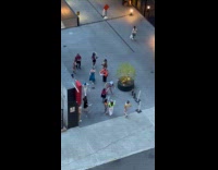 Group silent disco dance with light sticks