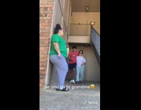 Red shirt guy asks grandma for money 