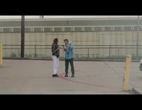 Girl happy polaroid camera high five friend