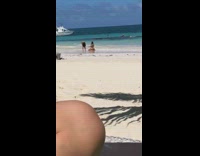 Woman red bikini beach waves wet pictorial