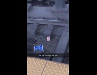 Package of dropped sausages on train track