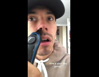 Man nose piercing stuck in hair trimmer