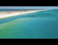 Aerial drone shot of Pensacola beach ocean