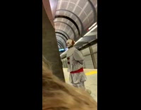 Pennywise clown costume train station black boots