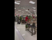 Target employee dances around store donuts breakroom 
