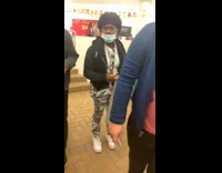 Guy tells people to be careful banana peel on floor